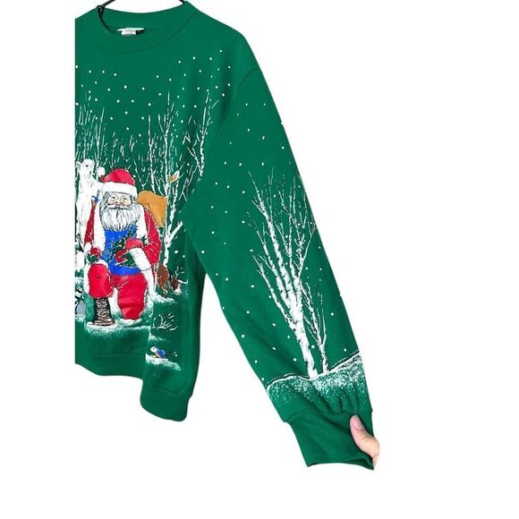 Vintage Holiday Time Santa Claus Winter Forest Crewneck Size‎ M - Picture 4 of 7